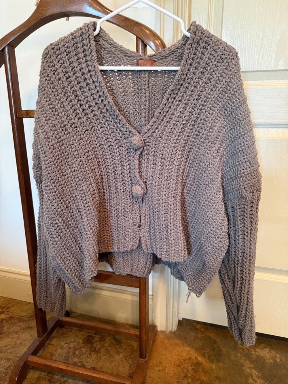 Relaxed Chunky Knit Button-Front Cardigan